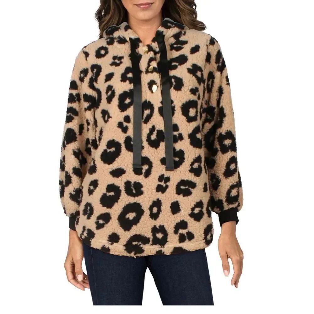 ADRIENNE VITTADINI SHERPA HOODIE SWEATSHIRT Size M
